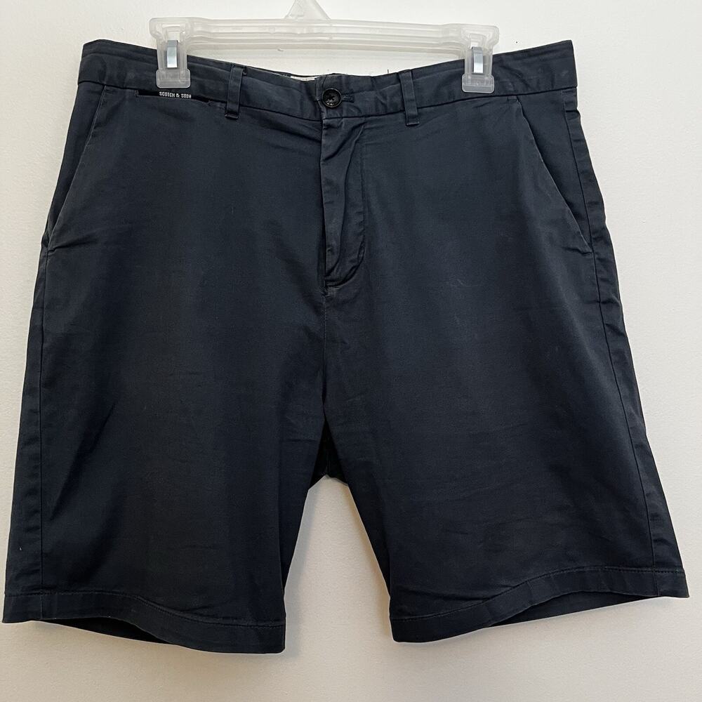Scotch & Soda Mens Chino Shorts size 32 Navy Flat Front Preppy Summer 36"‎ X 8"